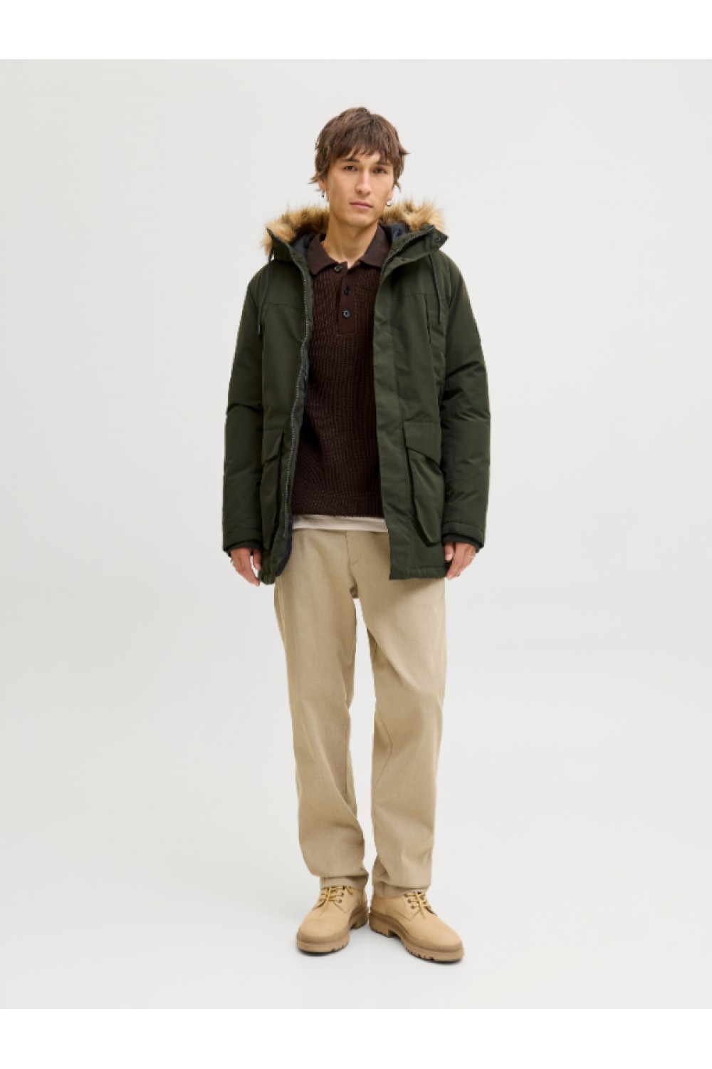 JACK & JONES CAMP FAUX FUR PARKA BF GREEN 12279267