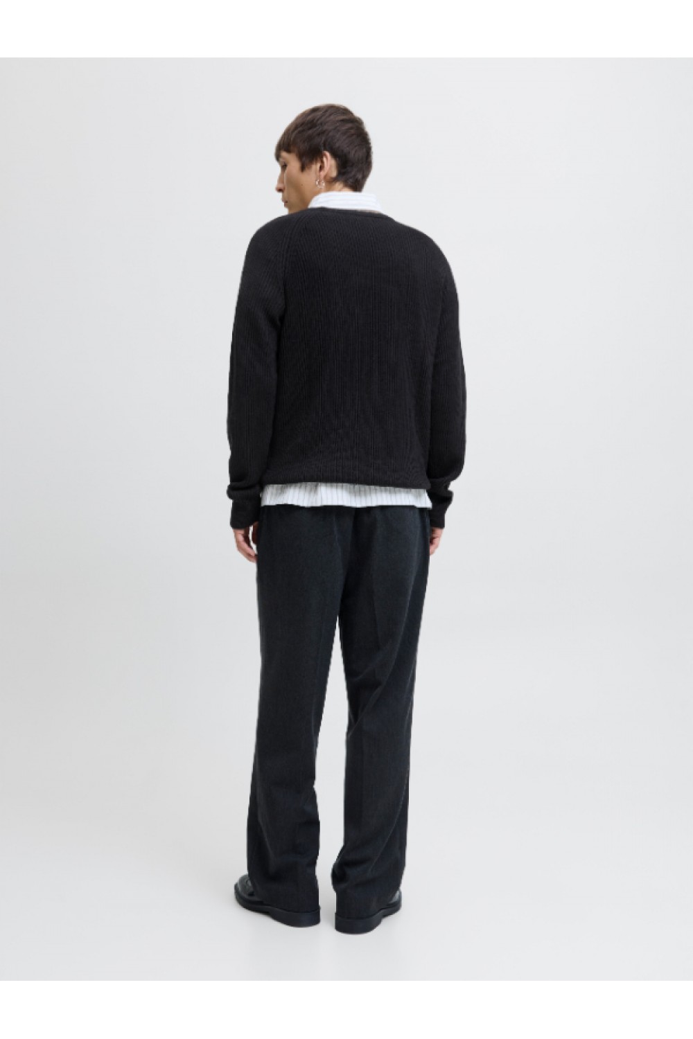 JACK & JONES PANNEL KNIT CREW NECK AW25 BLACK 12278916