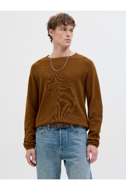 JACK & JONES EHILL KNIT CREW NECK NOOS BROWN 12157321