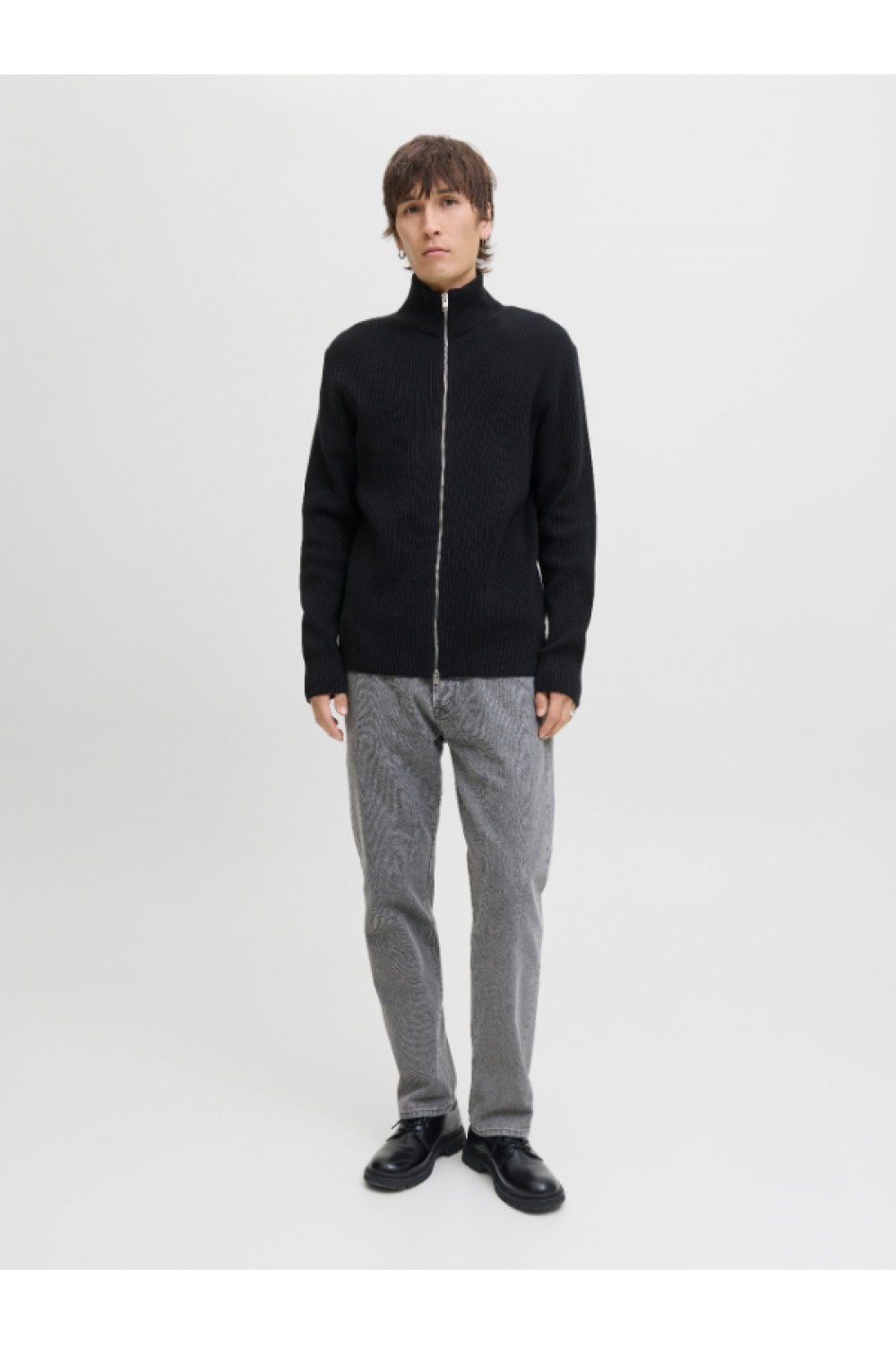JACK & JONES EPERFECT KNIT ZIP CARDIGAN SN BLACK 12279409