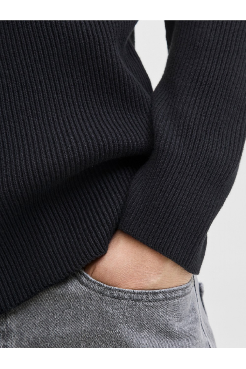 JACK & JONES EPERFECT KNIT ZIP CARDIGAN SN BLACK 12279409