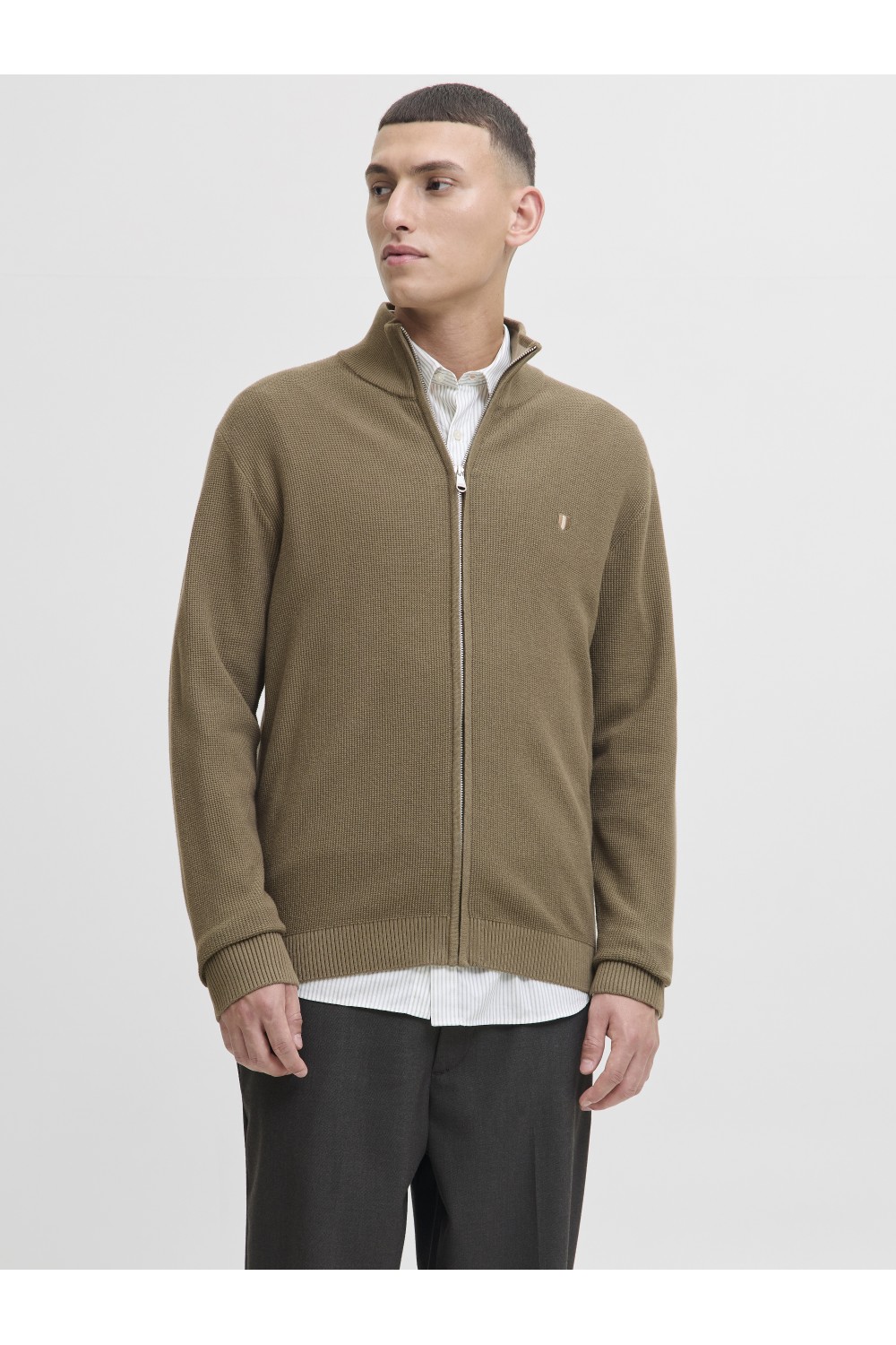 JACK & JONES PRBLUREX KNIT FULL ZIP CARDIGAN LN STONE GREEN 12284356