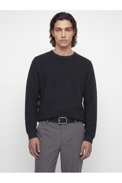 JACK & JONES EBRODY KNIT CREW NECK BLACK 12298311