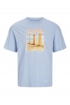 JACK & JONES PORTO TEE SS CREW NECK CHAMRAY BLUE 12269429