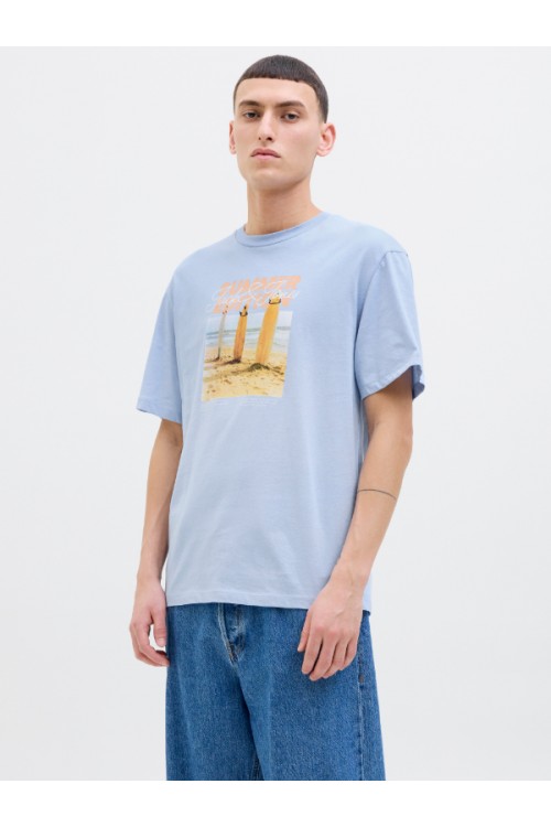 JACK & JONES PORTO TEE SS CREW NECK CHAMRAY BLUE 12269429