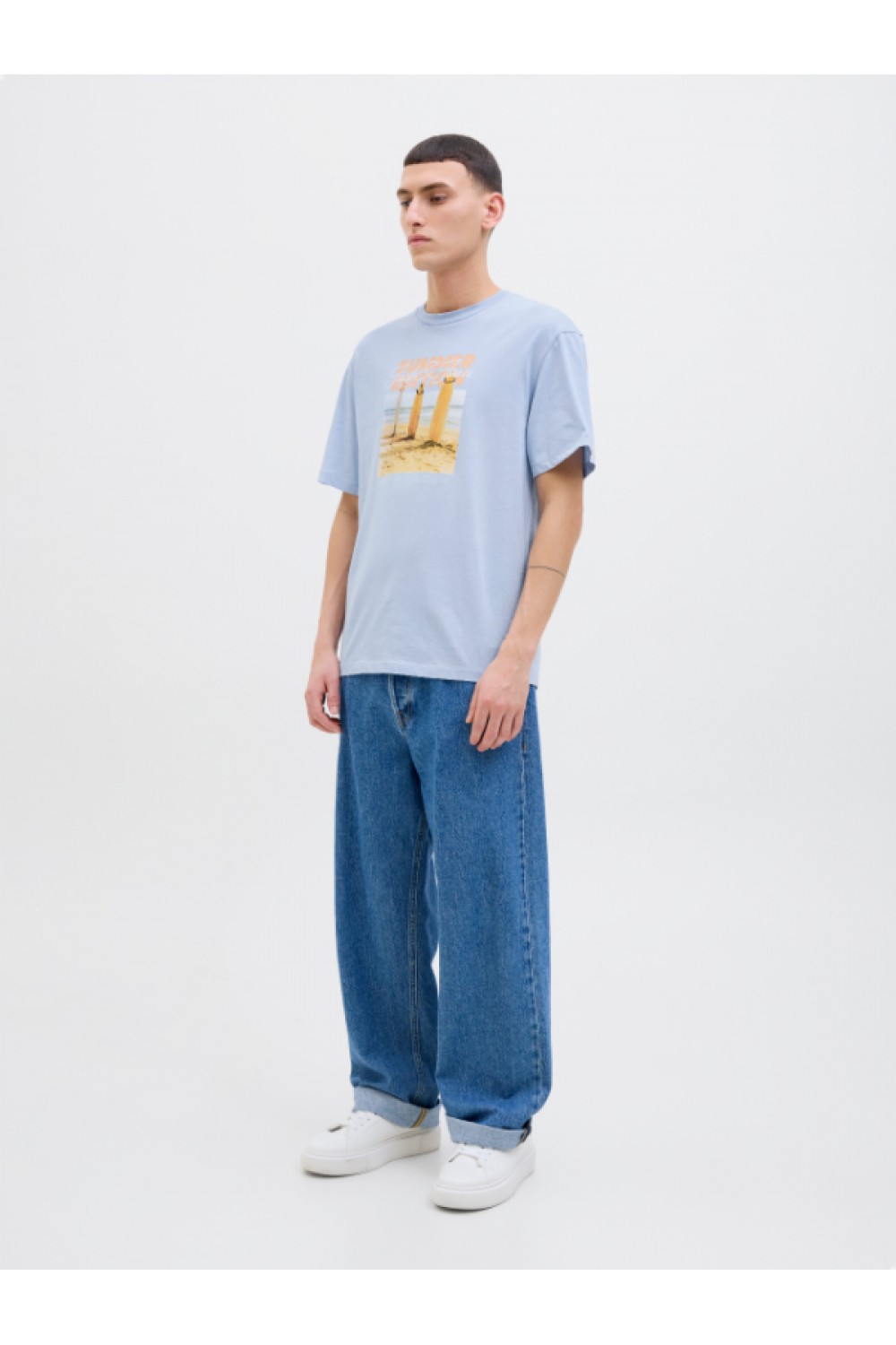 JACK & JONES PORTO TEE SS CREW NECK CHAMRAY BLUE 12269429