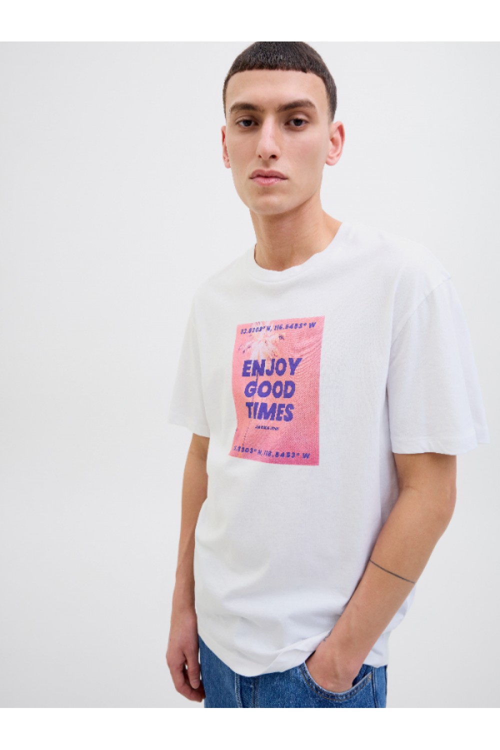 JACK & JONES PORTO TEE SS CREW NECK WHITE 12269429