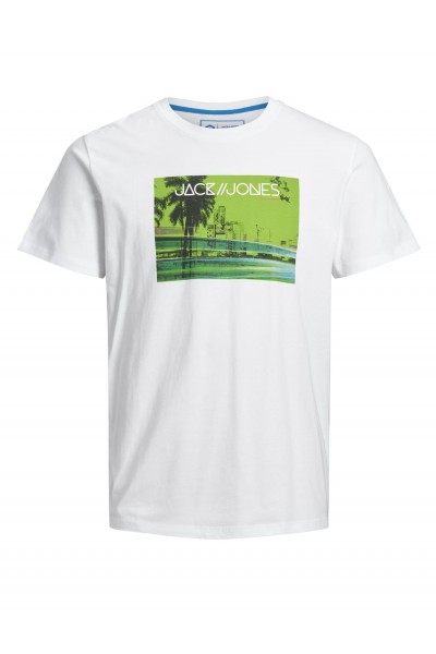 JACK & JONES JCOLAZER TEE SS CREW NECK WHITE 12165656