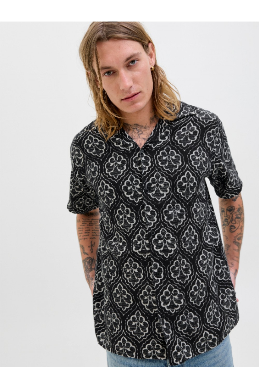 JACK & JONES HYDRA NOTO SHIRT SS BLACK 12277230