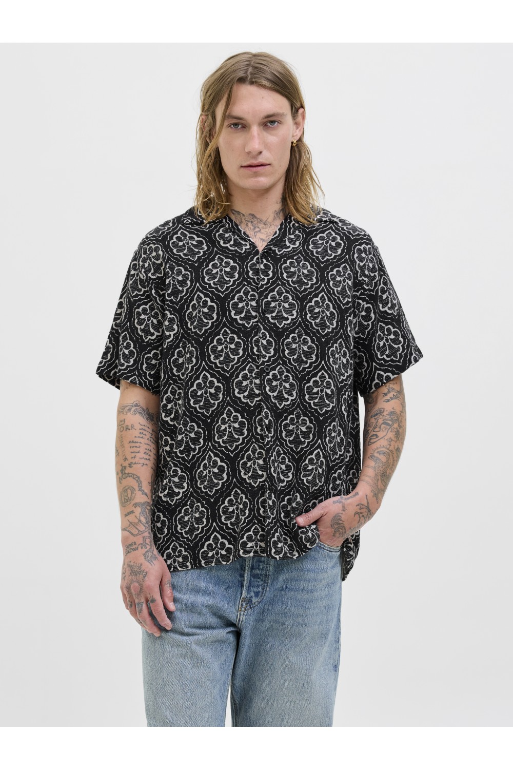 JACK & JONES HYDRA NOTO SHIRT SS BLACK 12277230