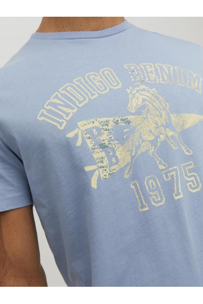 JACK & JONES PRBLUMOTOR TEE SS CREW FADED DENIM 12237455