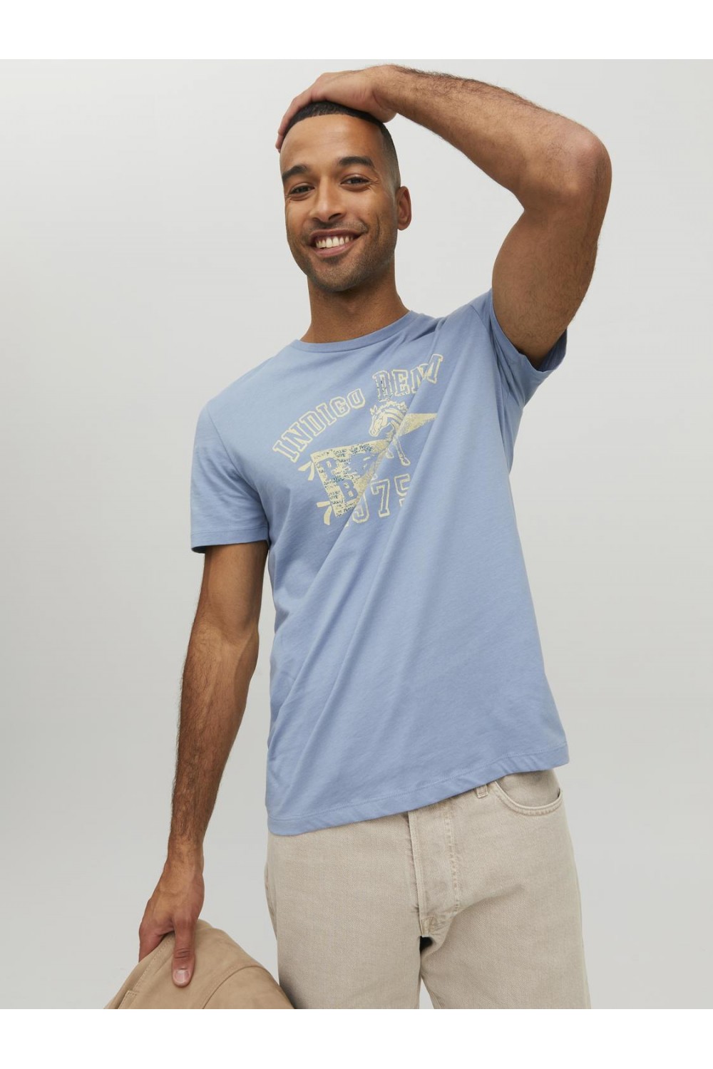 JACK & JONES PRBLUMOTOR TEE SS CREW FADED DENIM 12237455