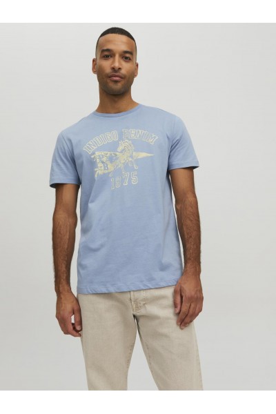 JACK & JONES PRBLUMOTOR TEE SS CREW FADED DENIM 12237455