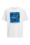 JACK & JONES JEFF MONOCHROME SHAPE TEE SS CREW NECK WHITE 12269274
