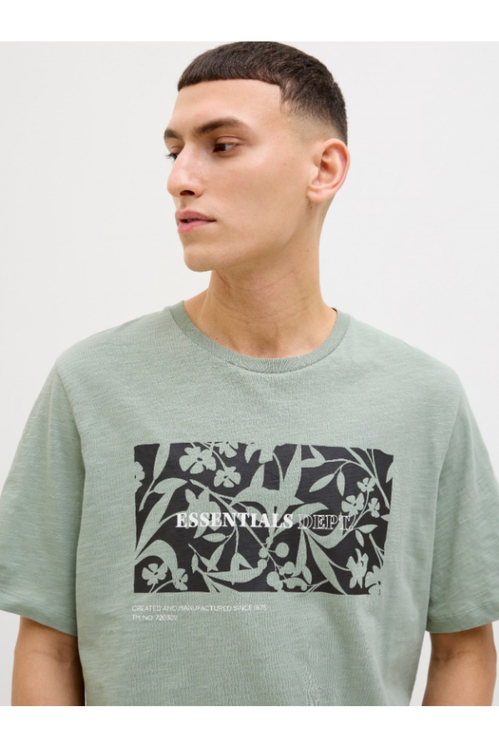 JACK & JONES JEFF MONOCHROME SHAPE TEE SS CREW NECK ICEBERG GREEN 12269274