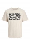 JACK & JONES JEFF MONOCHROME SHAPE TEE SS CREW NECK MOONBEAM 12269274