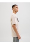 JACK & JONES JEFF MONOCHROME SHAPE TEE SS CREW NECK MOONBEAM 12269274