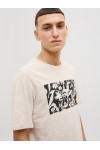 JACK & JONES JEFF MONOCHROME SHAPE TEE SS CREW NECK MOONBEAM 12269274