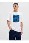 JACK & JONES JEFF MONOCHROME SHAPE TEE SS CREW NECK WHITE 12269274