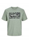 JACK & JONES JEFF MONOCHROME SHAPE TEE SS CREW NECK ICEBERG GREEN 12269274