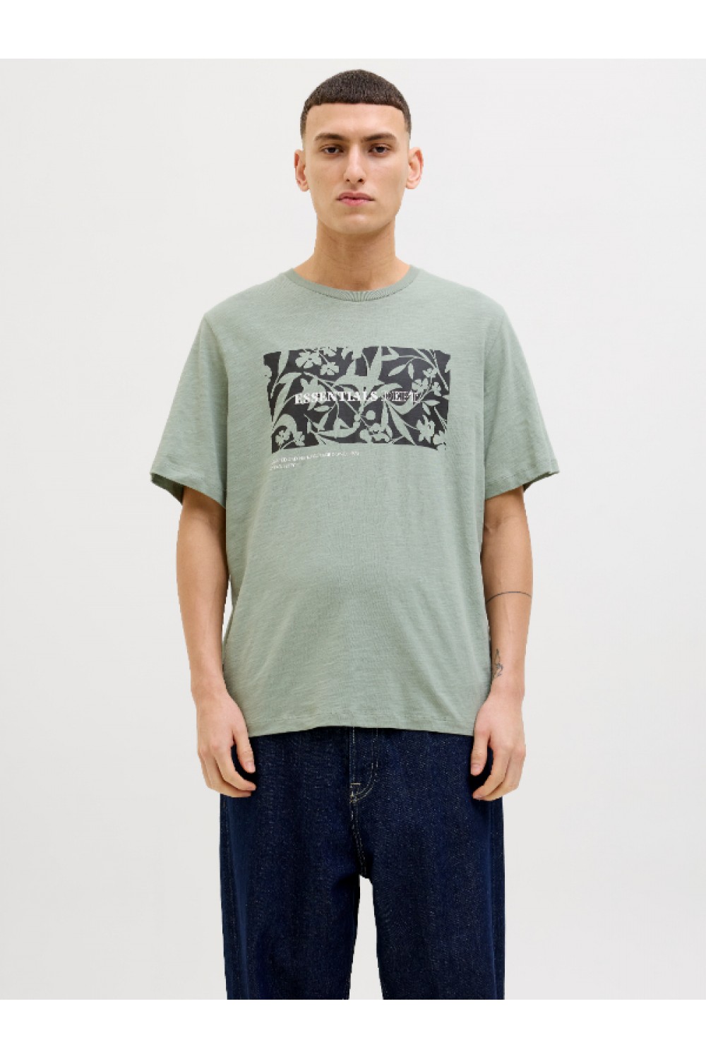 JACK & JONES JEFF MONOCHROME SHAPE TEE SS CREW NECK ICEBERG GREEN 12269274