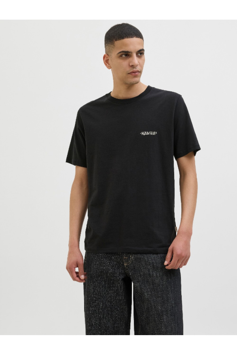JACK & JONES CANGGU SLUB ELEMENT BACK TEE BLACK 12276819