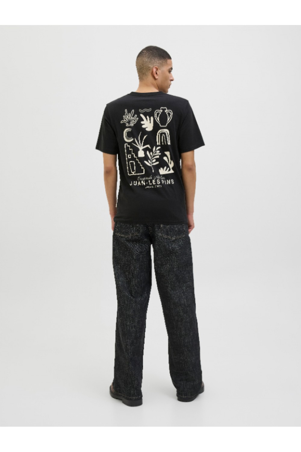 JACK & JONES CANGGU SLUB ELEMENT BACK TEE BLACK 12276819