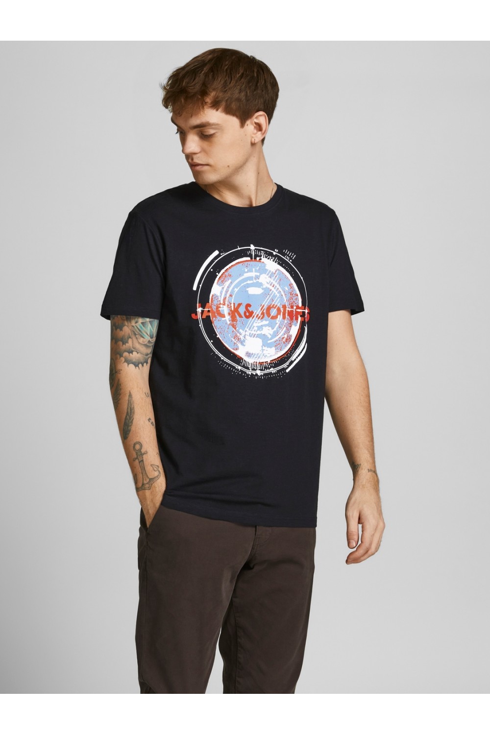 JACK & JONES JCOFILT TEE SS CREW NECK BLACK 12205221