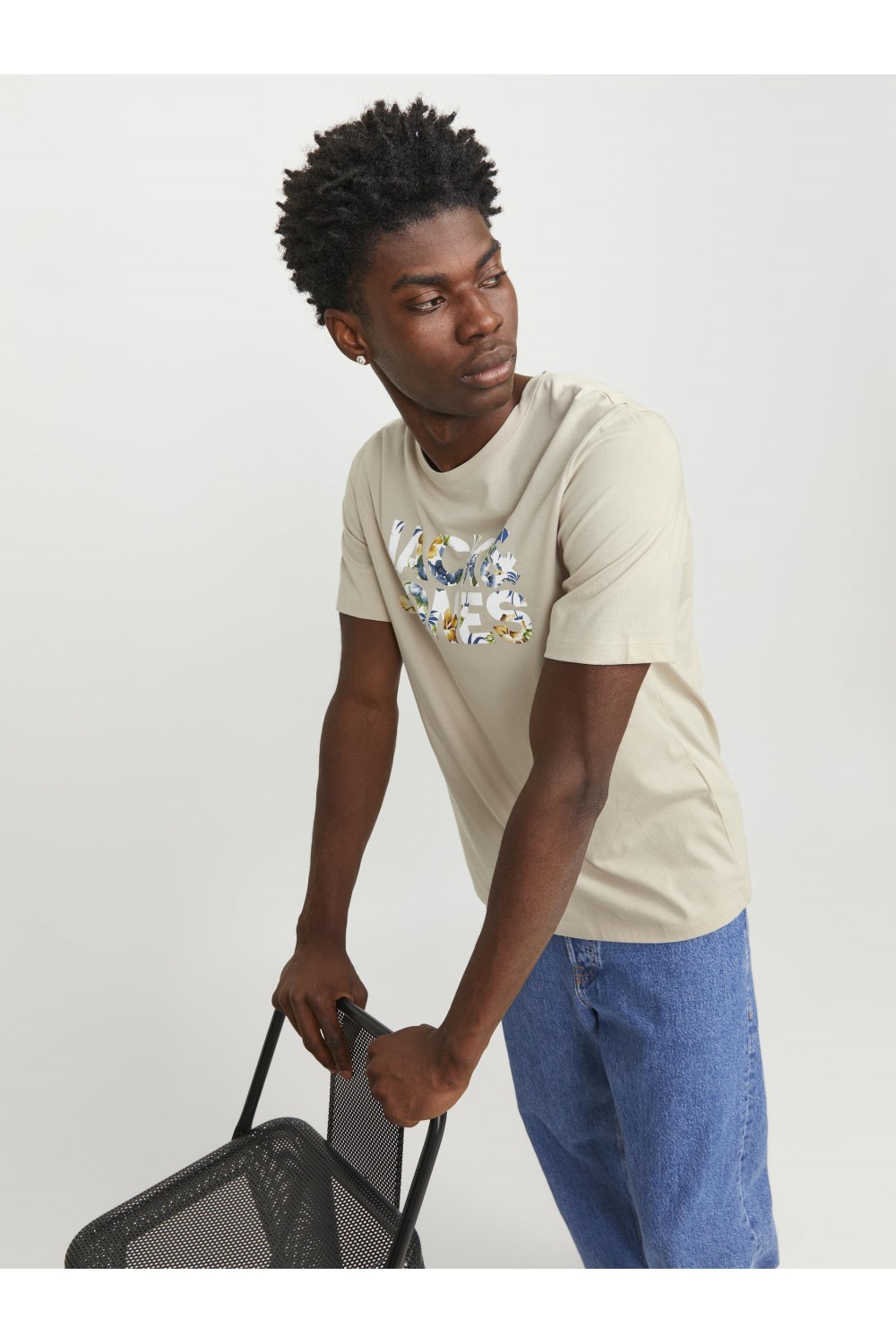 JACK & JONES JJEJEFF CORP LOGO TEE SS O-NECK MOONBEAM 12250683