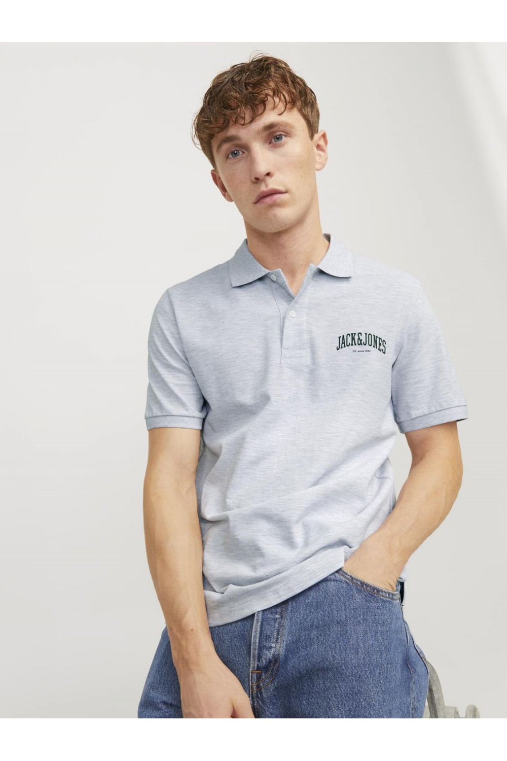 JACK & JONES JJEJOSH POLO SS WHITE MELANGE 12247387