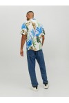 JACK & JONES JORNOAH EXOTIC RESORT SHIRT SS CLOUD DANCER 12227632