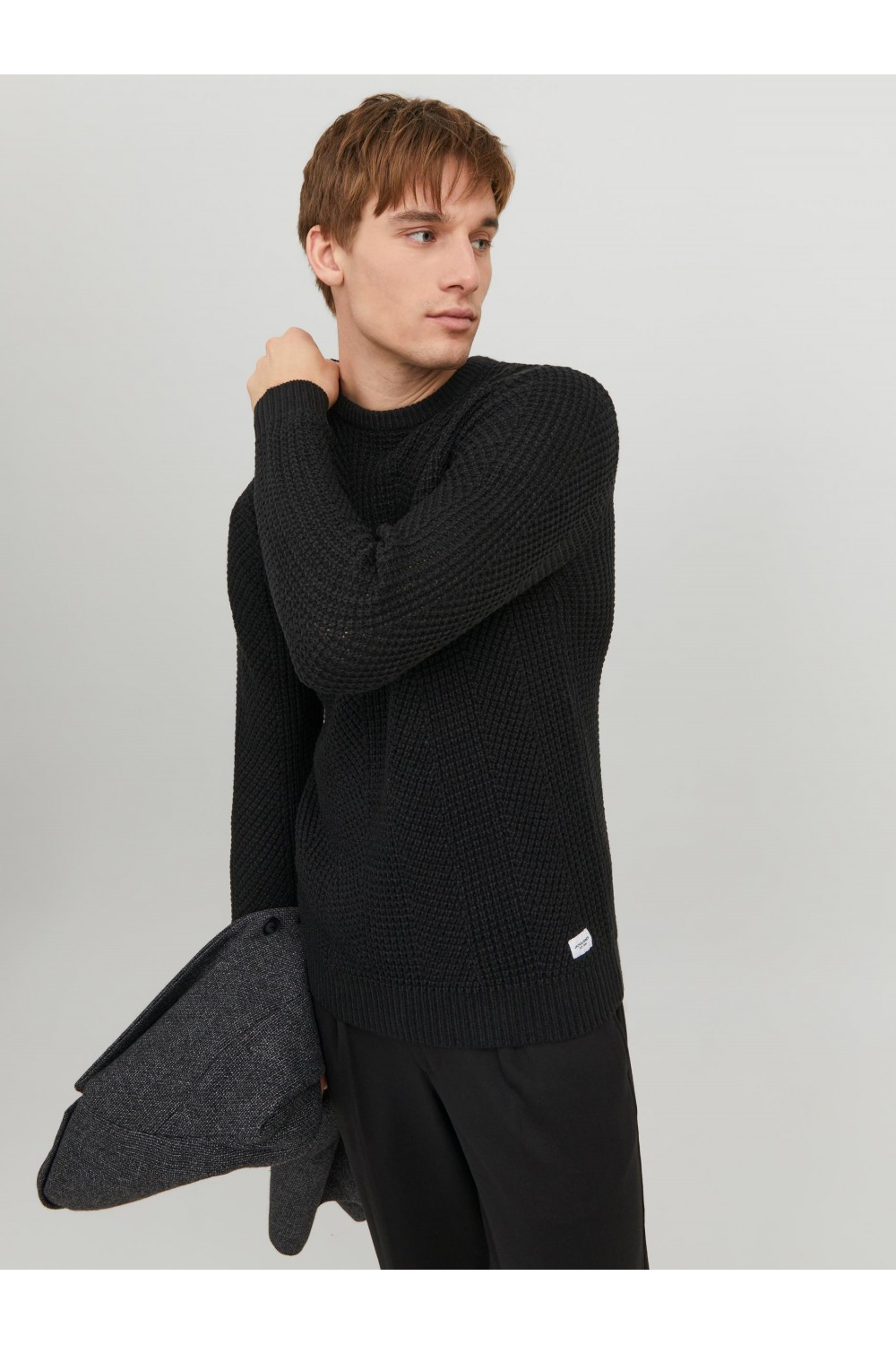 JACK & JONES JJSTANDFORD KNIT CREW NECK BLACK 12236286
