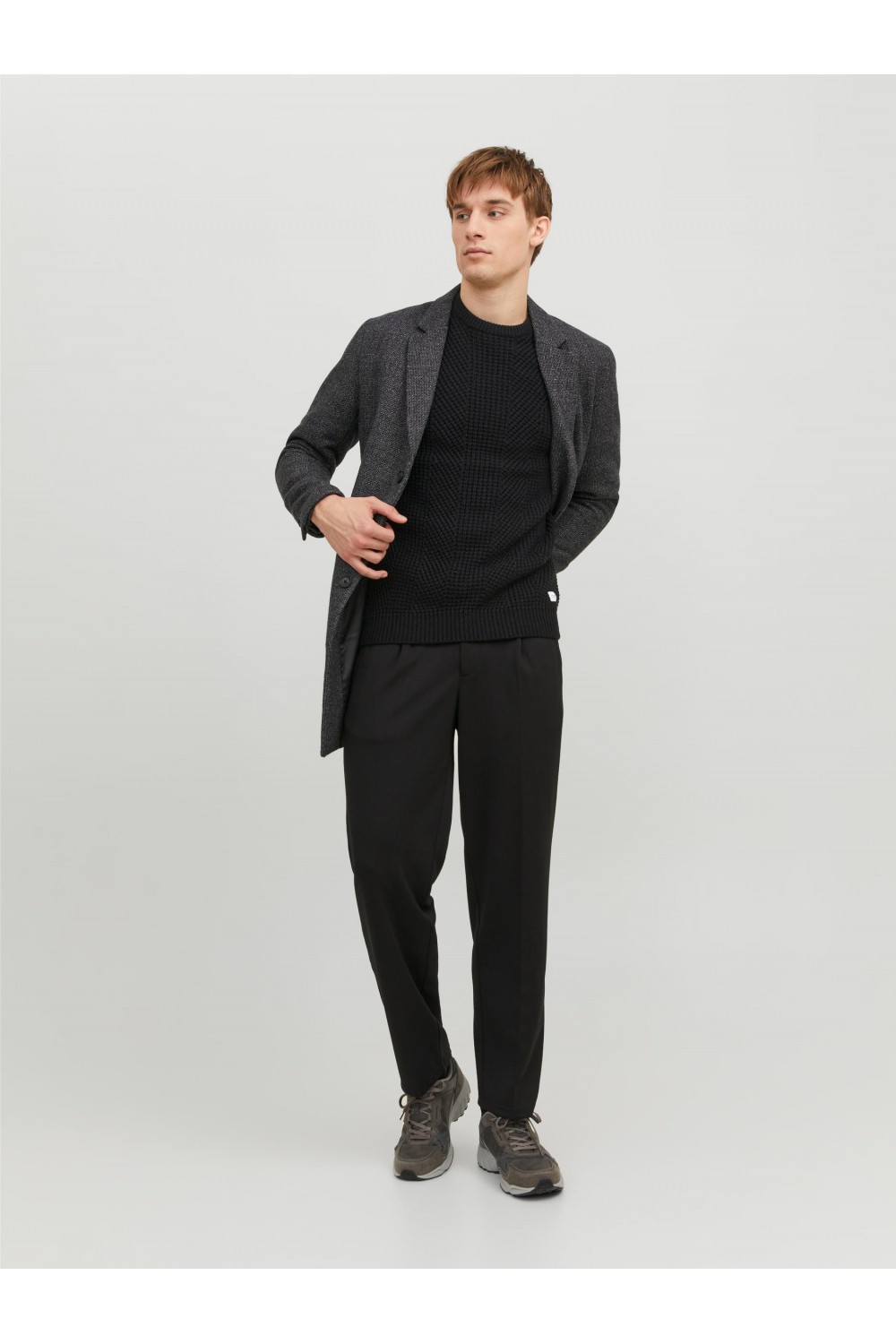 JACK & JONES JJSTANDFORD KNIT CREW NECK BLACK 12236286