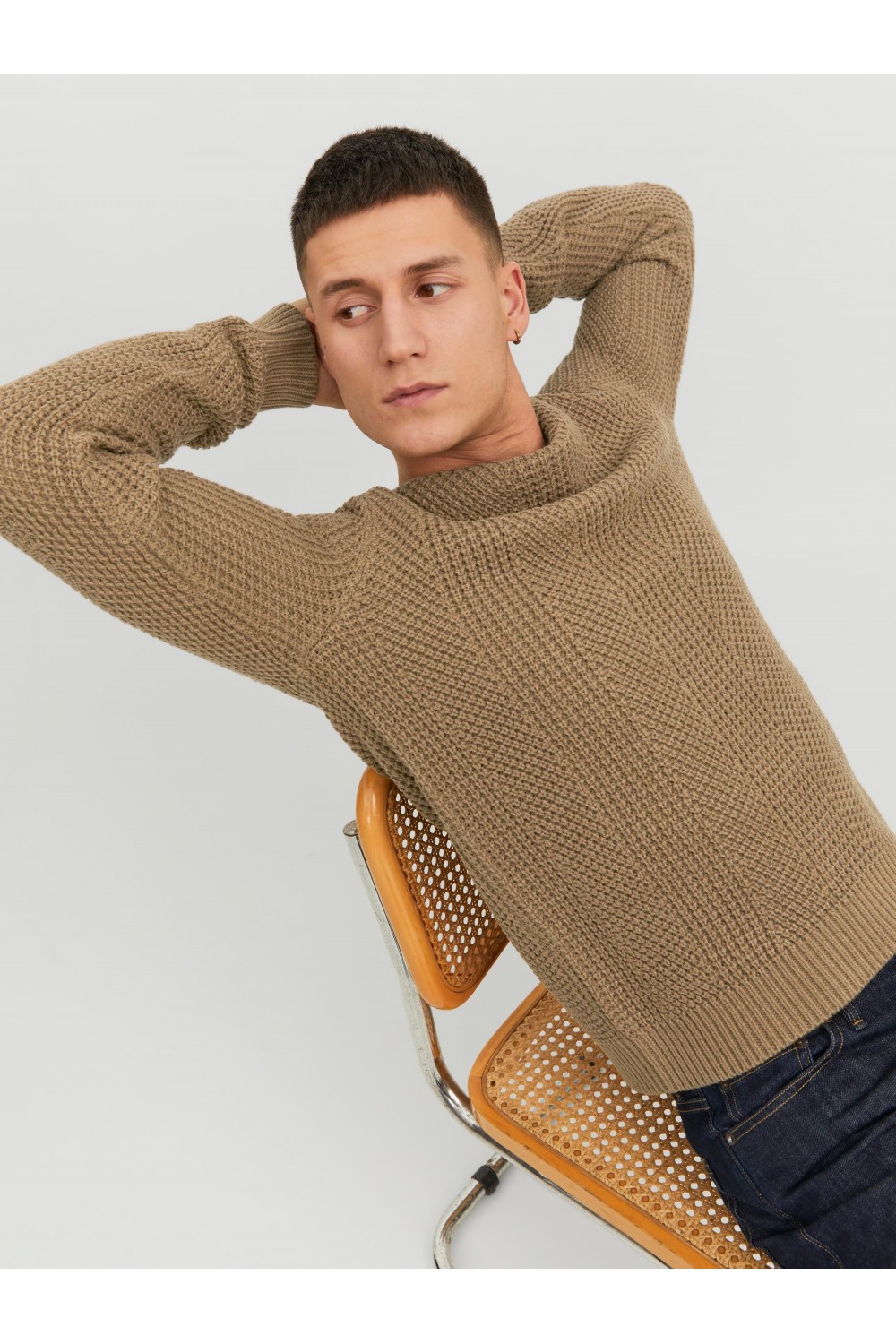 JACK & JONES JJSTANDFORD KNIT CREW NECK OTTER 12236286