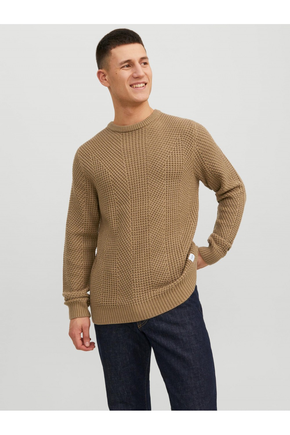 JACK & JONES JJSTANDFORD KNIT CREW NECK OTTER 12236286