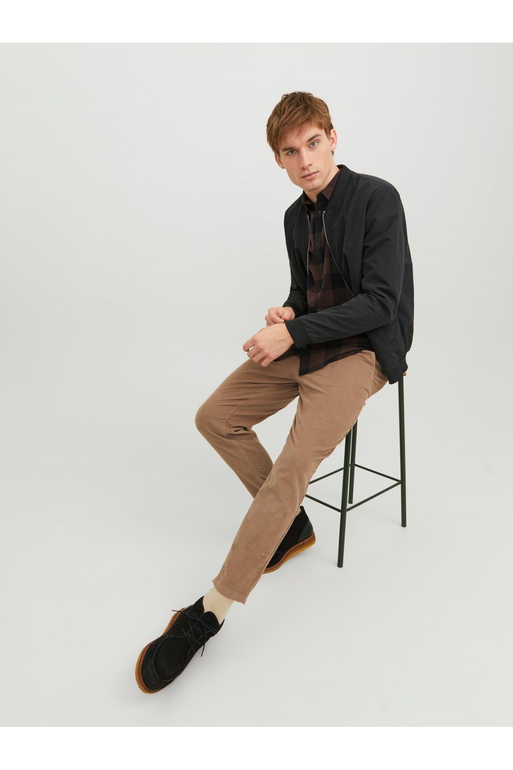 JACK & JONES  JPSTKARL JJCORDUROY TAPERED CROP DEK FUNGI 12237547