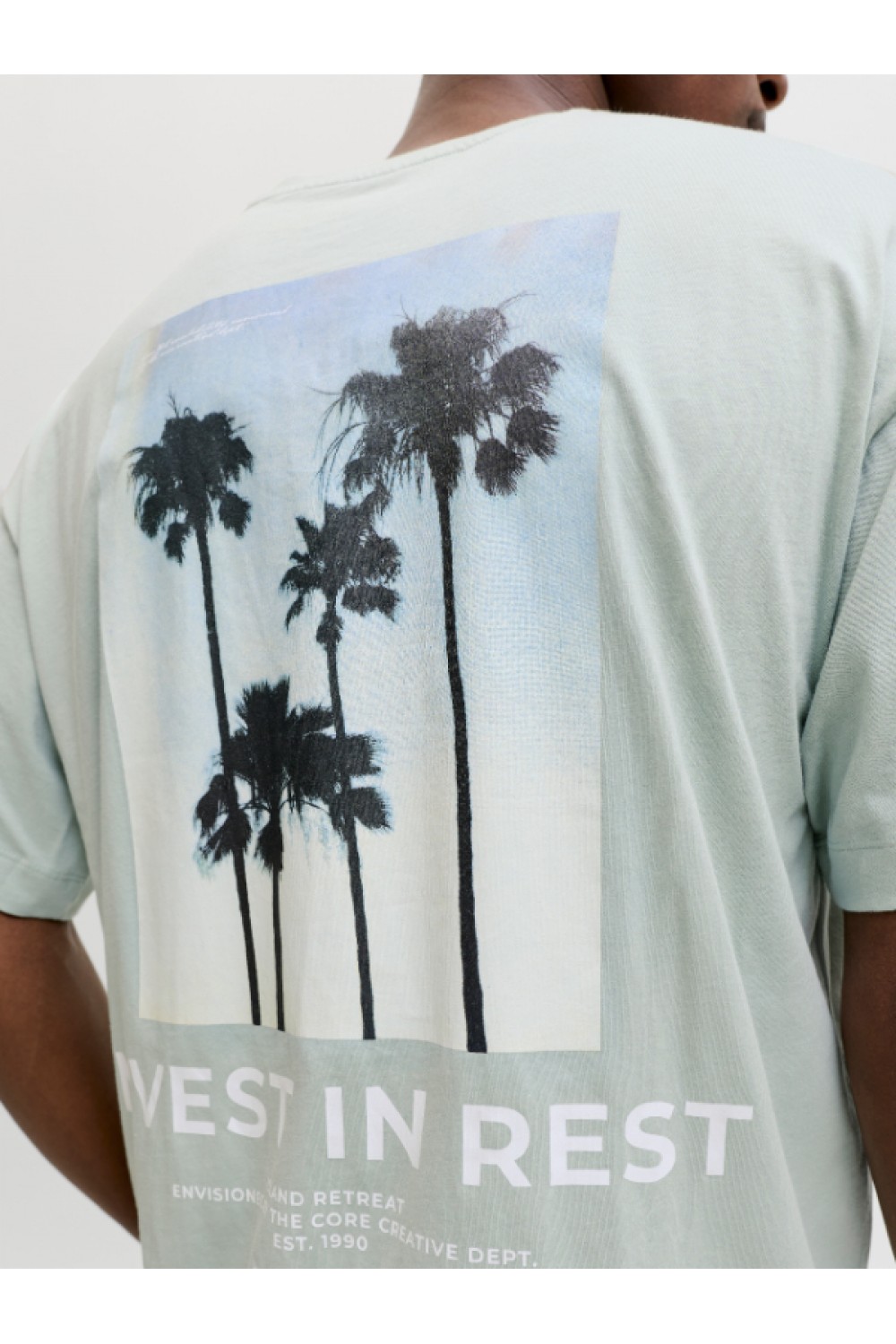 JACK & JONES ETERNA GRAPHIC BACK TEE SS CREW NECK AQUA GRAY 12295836