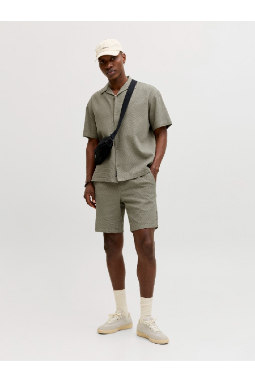 JACK & JONES GLOBAL WAFFLE SET SHIRT-SHORTS VETIVER 12295551
