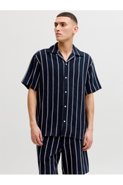 JACK & JONES COBA STRIPE RESORT SHIRT SS SN SKY CAPTAIN 12271060
