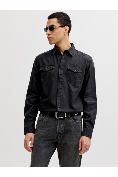 JACK & JONES JJESHERIDAN SHIRT L/S BLACK DENIM 12138115