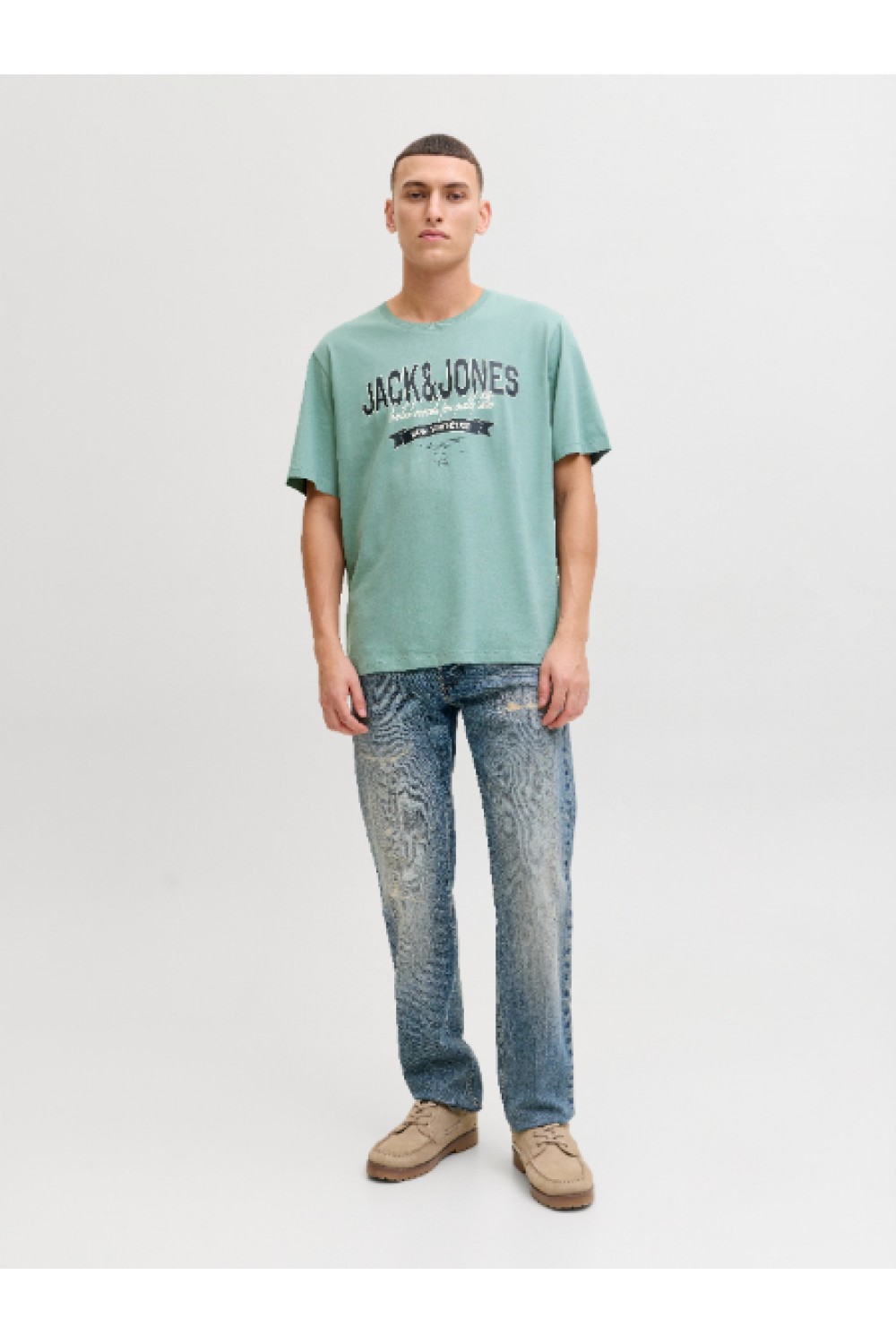 JACK & JONES LOGO TEE SS O-NECK 2 COL SS26 MINERAL BLUE 12288016