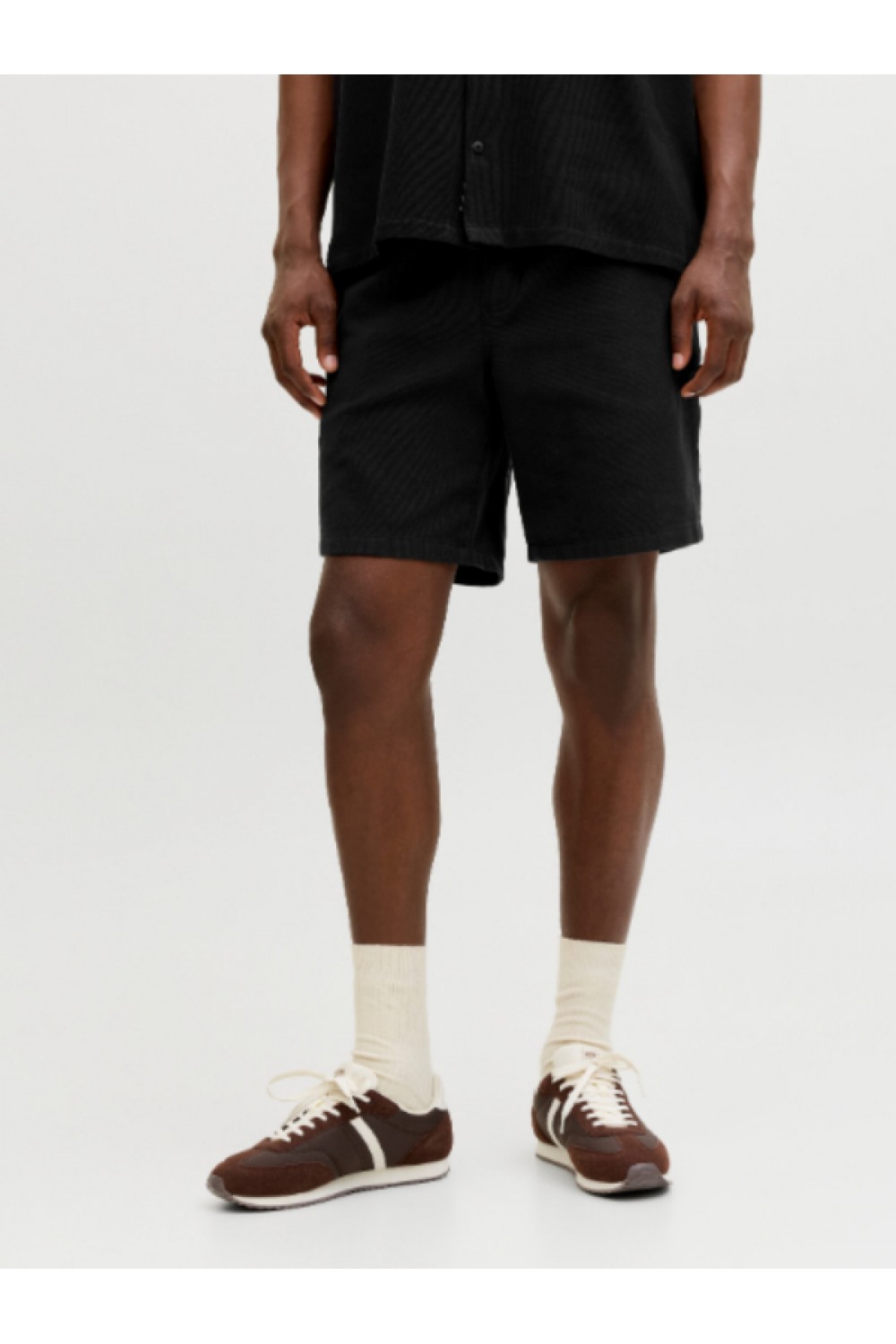 JACK & JONES GLOBAL WAFFLE SET SHIRT-SHORTS BLACK 12295551