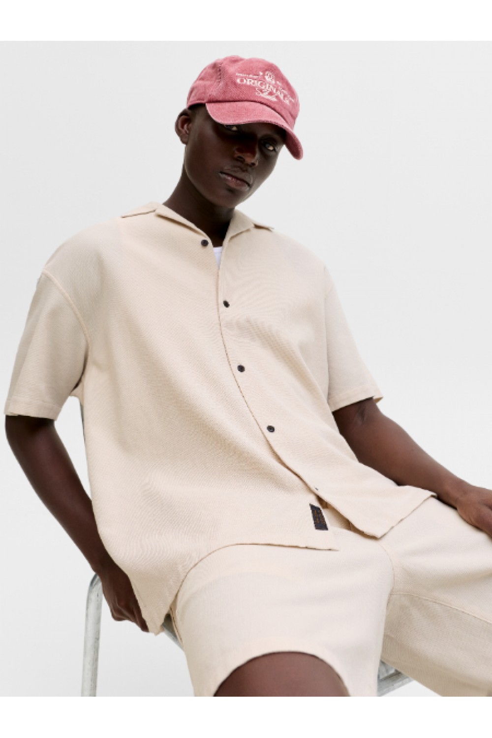 JACK & JONES GLOBAL WAFFLE RESORT SHIRT MOONBEAM 12295551