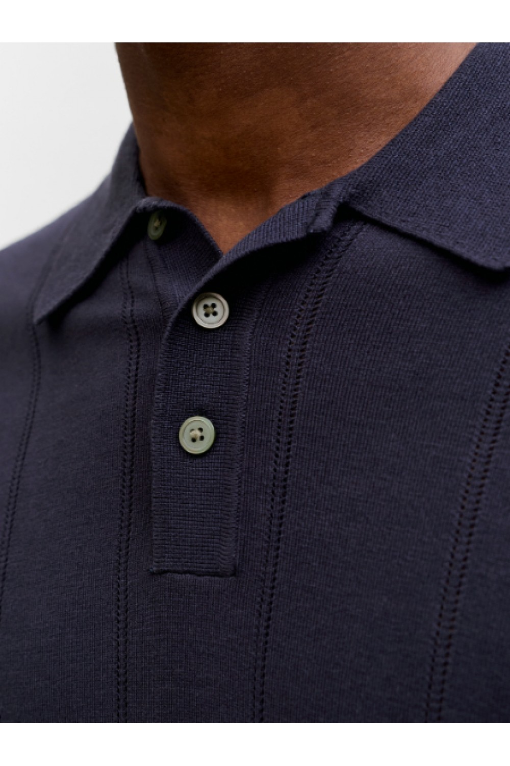 JACK & JONES WILLIAM STRUCTURE KNIT POLO SS SN NIGHT SKY 12291042