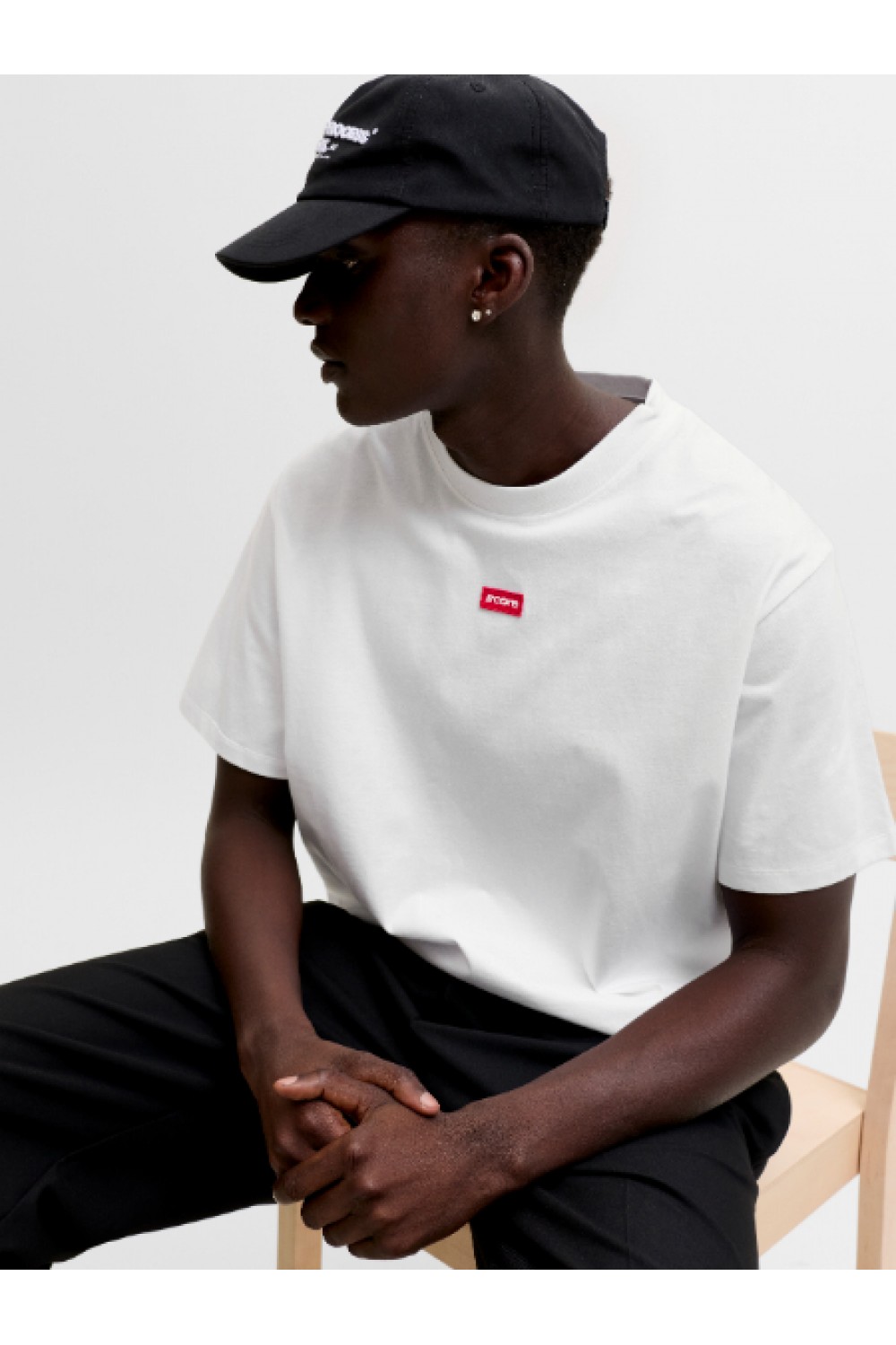 JACK & JONES CLUB BADGE TEE SS CREW NECK BRIGHT WHITE 12295036