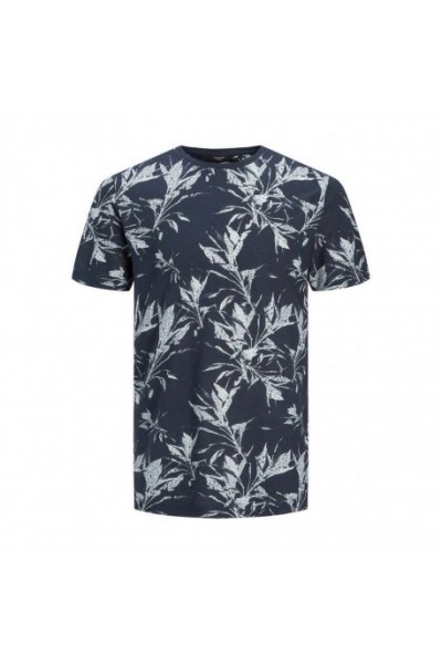 JACK & JONES JPRBLASUMMER LEAF AOP SS TEE CREW NAVY 12204382