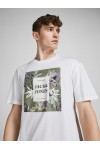 JACK & JONES JORFLOWER BRANDING TEE SS CREW NECK LN WHITE 12205874