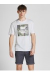 JACK & JONES JORFLOWER BRANDING TEE SS CREW NECK LN WHITE 12205874