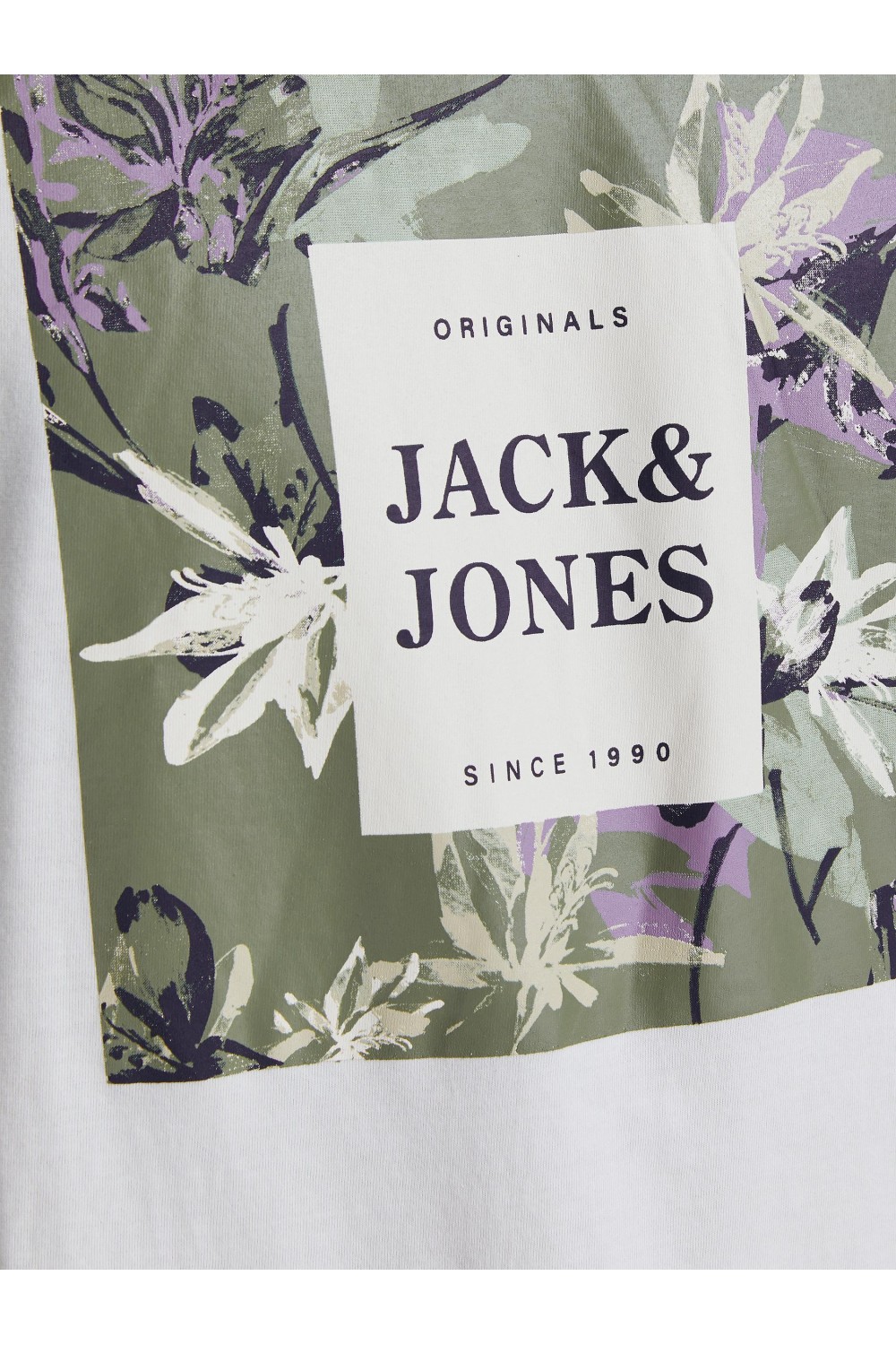 JACK & JONES JORFLOWER BRANDING TEE SS CREW NECK LN WHITE 12205874