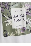 JACK & JONES JORFLOWER BRANDING TEE SS CREW NECK LN WHITE 12205874
